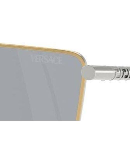 Versace Gray 64mm Mirrored Oversize Pillow Sunglasses for men