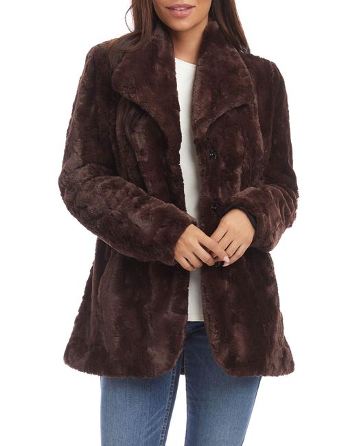 Karen Kane Faux Fur Jacket in Brown - Lyst