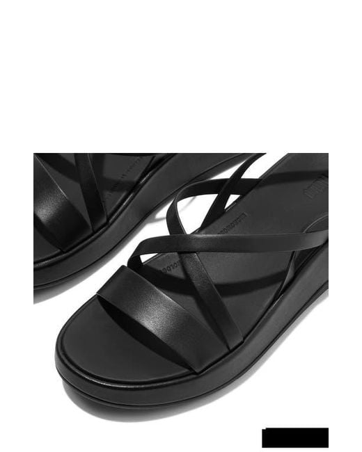 Fitflop Black F-Mode Slingback Platform Wedge Slide Sandal