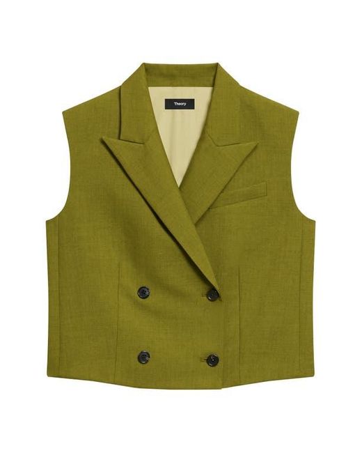 Theory Green Double Breasted Crop Vest