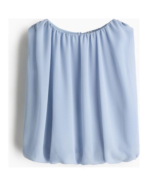 H&M Blue Draped Bubble-Hem Top