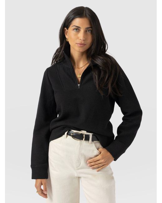 Saint + Sofia Black Halsey Quarter Zip