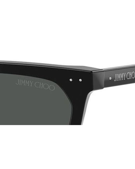 Jimmy Choo Gray 55Mm Rectangular Sunglasses