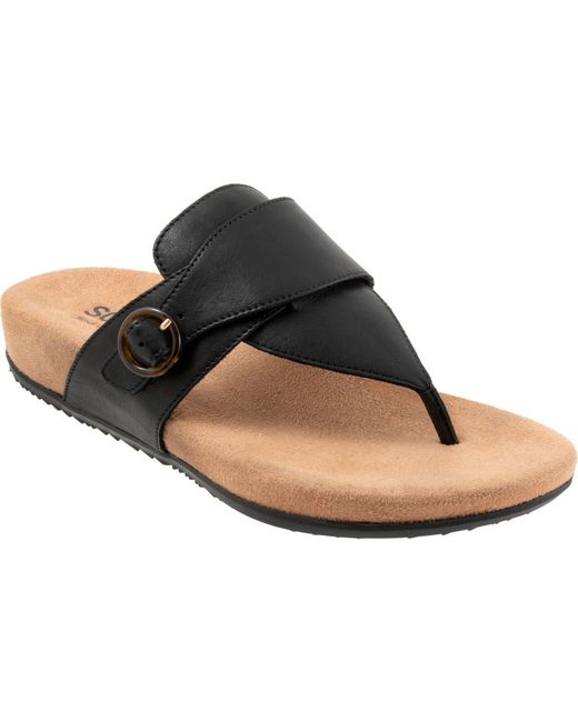 Softwalk® Black Belize T-Strap Sandal