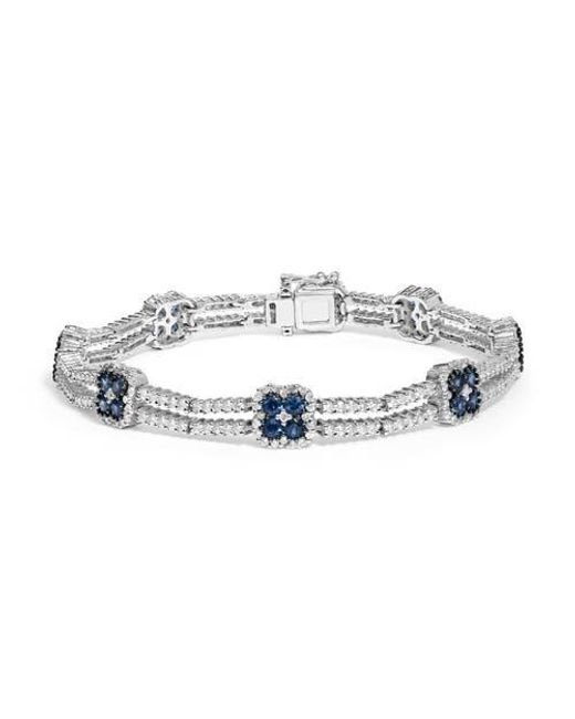 Haus of Brilliance Metallic 18K 2 3/4 Ct Diamond & Sapphire Double Row Link Bracelet