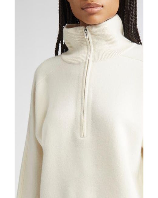 Loulou de Saison Natural Dries Stand Collar Cashmere Half Zip Sweater