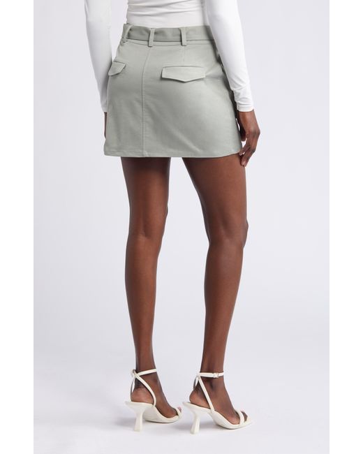 Open Edit White Belted Recycled Polyester Blend Cargo Miniskirt