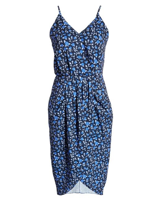 Chelsea28 Sleeveless Faux Wrap Dress in Blue Lyst