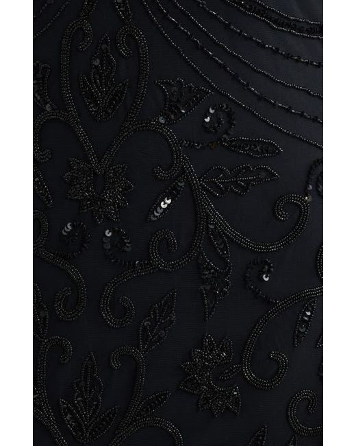 Pisarro Nights Black Beaded Mesh Gown