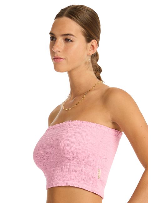 Sea Level Pink Sunset Strapless Cotton Gauze Cover-up Top