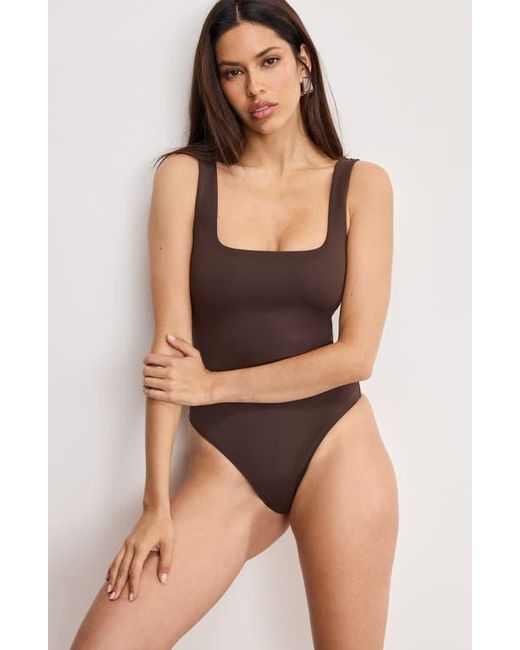GOOD AMERICAN Blue Modern Tank Thong Bodysuit
