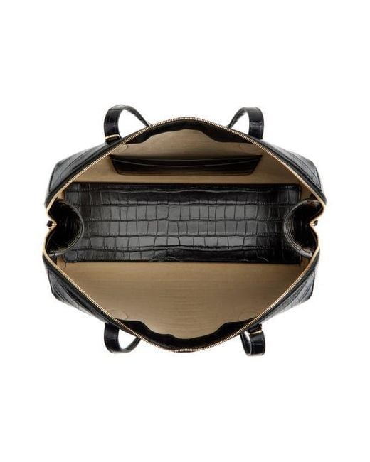 Totême  Black Medium Lounge Croc Embossed Leather Tote