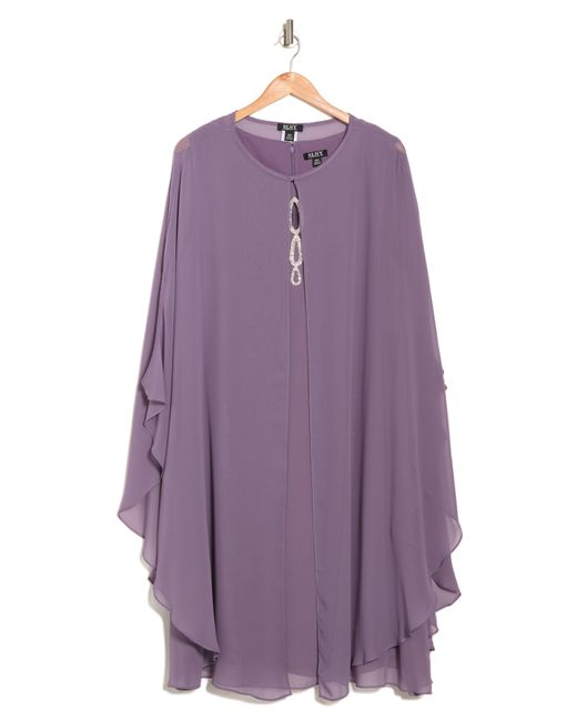 SLNY Purple High Neck Multi Chiffon Capelet & Dress 2-piece Set
