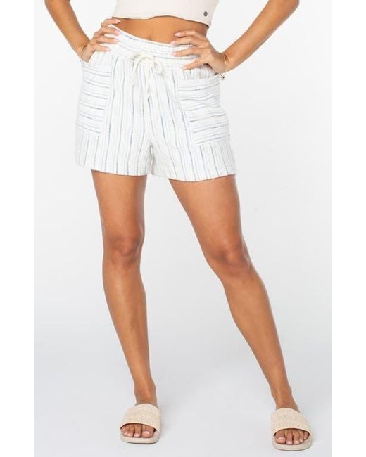 Roxy Black Sunny Coast Stripe Drawstring Shorts