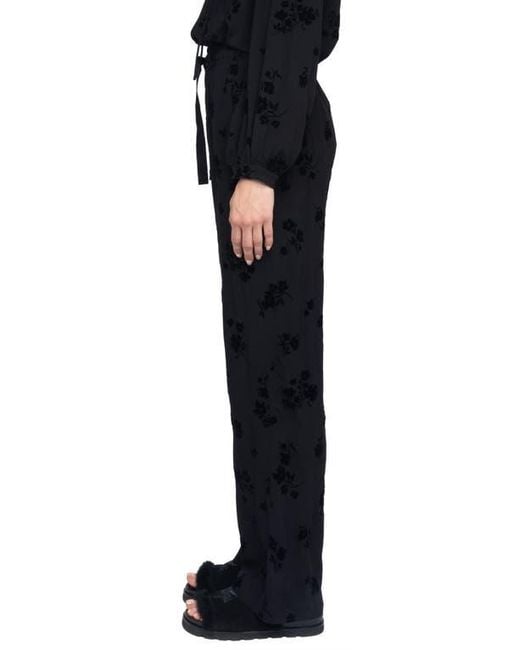 Zadig & Voltaire Black Poma Floral Satin Drawstring Waist Pants