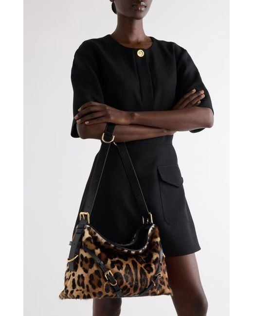 Givenchy Black Medium Voyou Genuine Calf Hair Hobo Bag