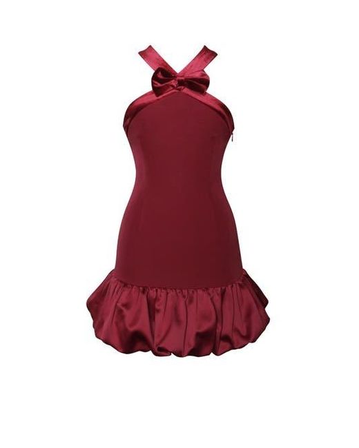 Miss Circle Red Barbra Cross Straps Bodycon Mini Dress With Bubble Hem
