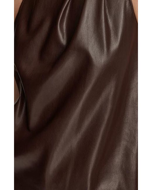 Donna Karan Black Sleeveless Faux Leather & Knit Mixed Media Top