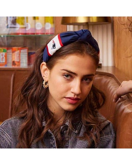 Lele Sadoughi Blue New England Patriots Embroidered Knotted Headband