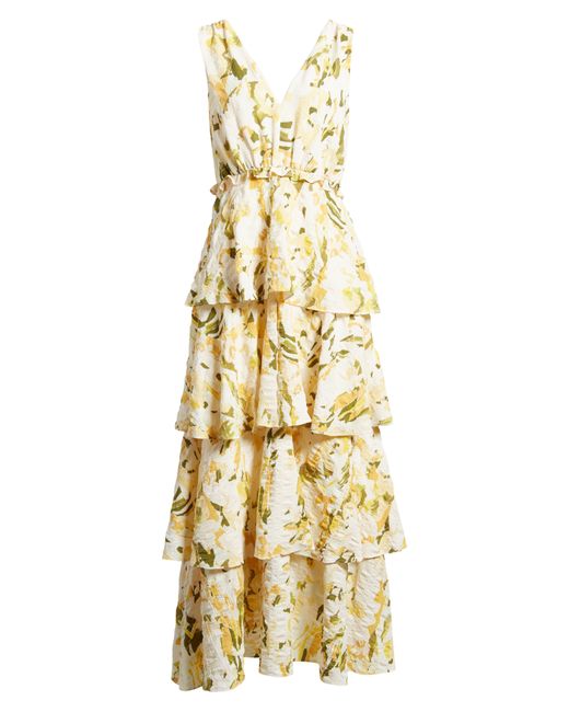 Chelsea28 Metallic Floral Tiered Maxi Dress