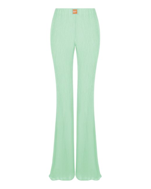 Nocturne Green High-waisted Flare Pants