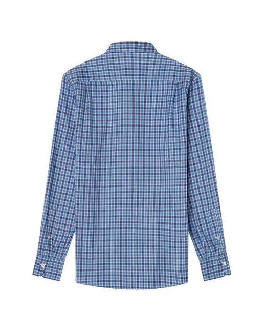 Robert Talbott Blue Reynolds Ultra Light Weight Brushed Multi Check Shirt for men
