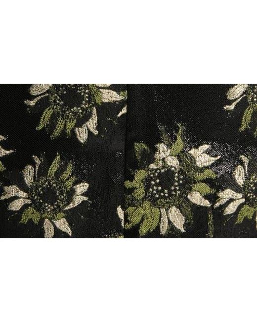 Alexander McQueen Green Puff Sleeve Sunflower Jacquard Shift Dress