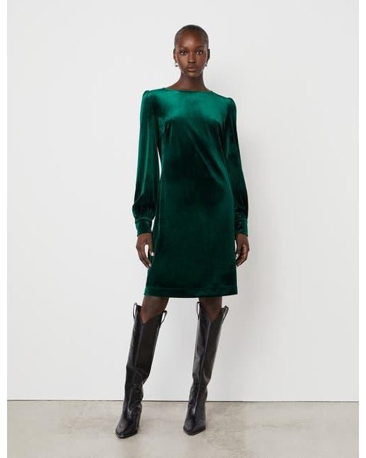 velvet knee length dress Essential Aquarius Stand Collar Sleeve Type Long Sleeves Black Velvet Knee