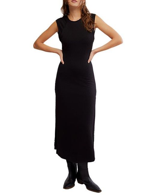 Free People Black Eventide Sleeveless Eyelet Midi Dress
