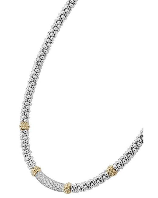 Lagos White Diamond Luxe Pavé Station 6Mm Necklace