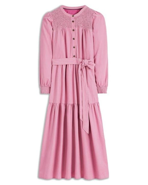 Boden Pink Cecily Long Sleeve Corduroy Midi Dress