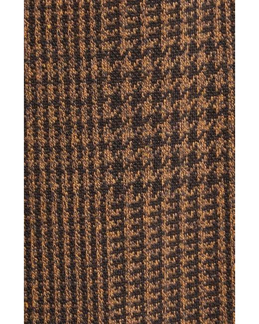 Max Mara Brown Ponza Pleated Houndstooth Check Wide Leg Pants