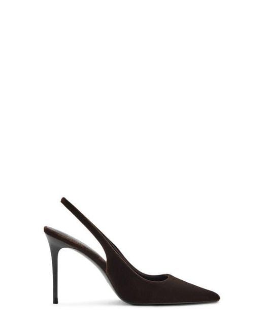 Mango Black Mica Pointed Toe Slingback Pump