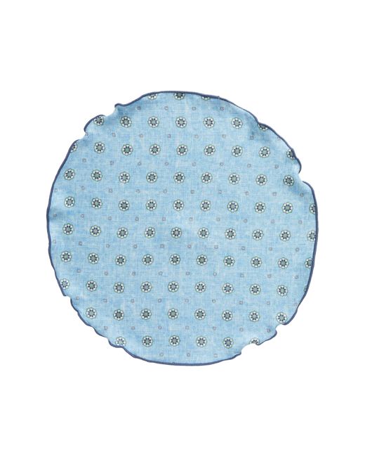 Edward Armah Blue Neat & Floral Print Reversible Silk Pocket Circle for men