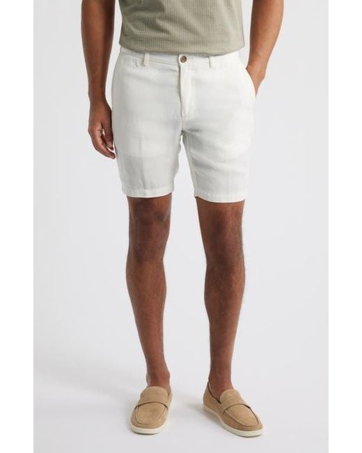 Scott Barber White Flat Front Shorts for men