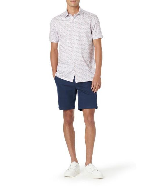 Bugatchi White Milo Ooohcotton Birds Of Paradise Print Short Sleeve Button-Up Shirt for men