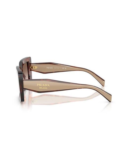 Prada Brown 52Mm Rectangular Sunglasses