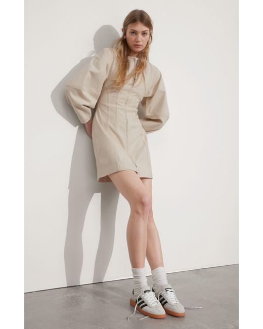 & Other Stories Natural & Long Sleeve Cotton Twill Dress