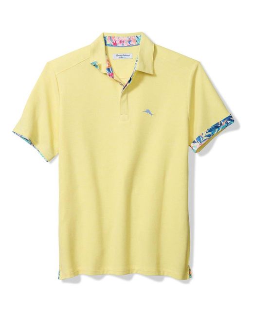 Tommy Bahama Yellow Positano Palms Five O'Clock Islandzone Piqué Performance Polo for men