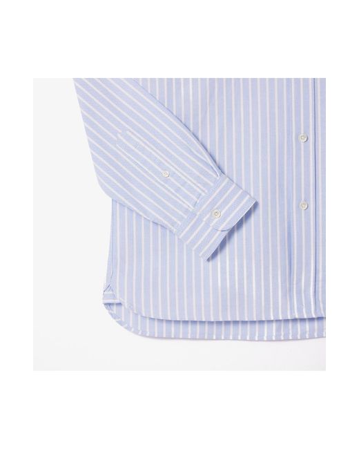 Lacoste White Stripe Relaxed Fit Pinpoint Button-down Shirt for men