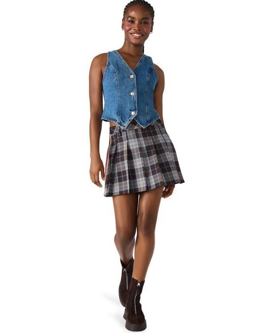 Steve Madden Blue Micky Crop Denim Vest