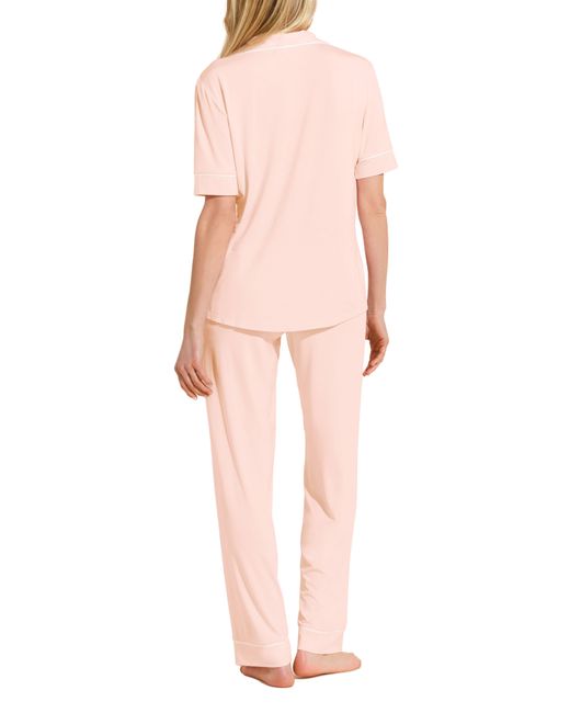Eberjey Pink Gisele Short Sleeve Jersey Knit Pajamas