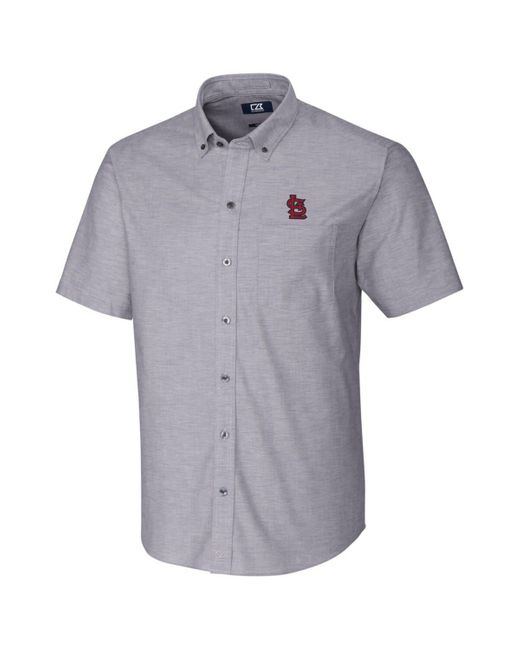 Cutter & Buck Gray St. Louis Cardinals Short Sleeve Stretch Oxford Button-down Shirt - At Nordstrom for men