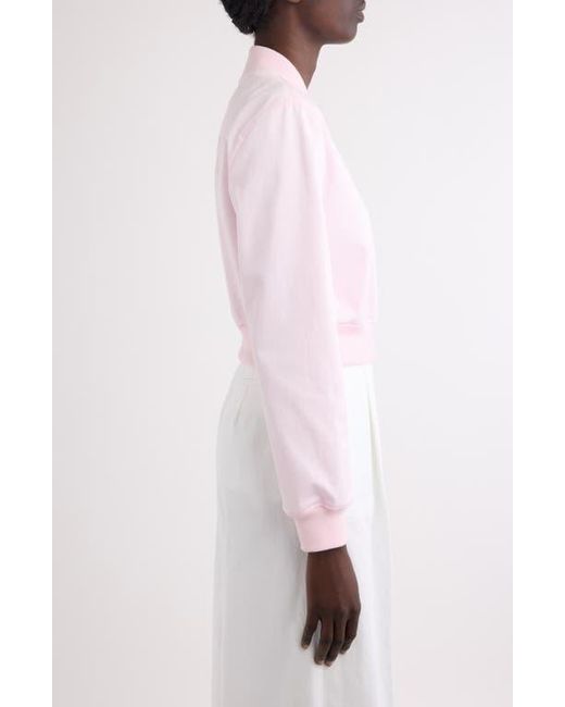 Givenchy Pink Logo Embroidered Crop Bomber Jacket