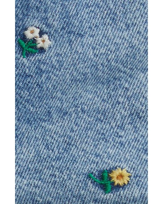 Rails Blue Zuma Floral Embroidered High Waist Cutoff Denim Shorts
