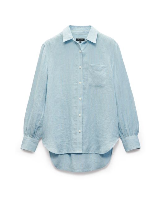 Rag & Bone Blue Maxine Stripe Linen Button-up Shirt