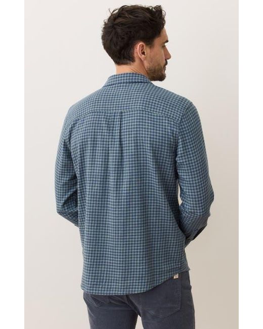 Marine Layer Blue Classic Gingham Stretch Cotton Button-Up Shirt for men