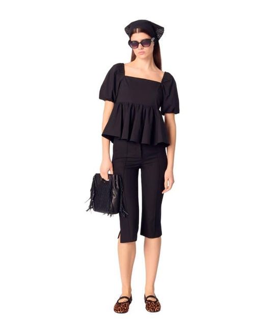 Maje Blue Poplin Top With Balloon Sleeves