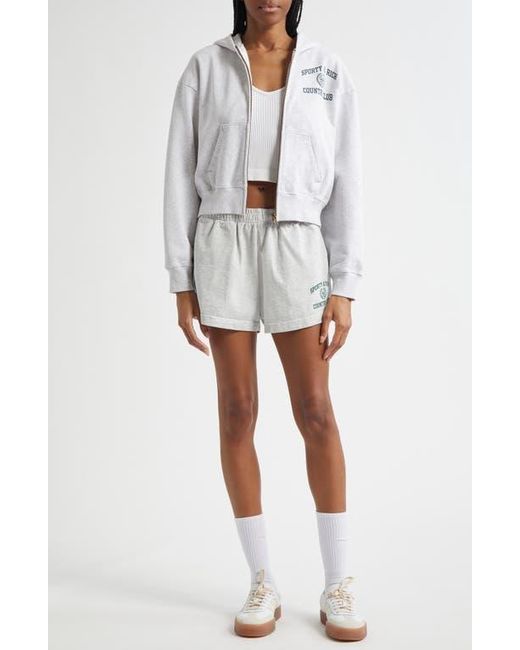 Sporty & Rich White Varsity Crest Disco Graphic Shorts