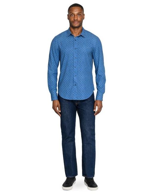 Brooklyn Brigade Blue Ring Print Woven Long Sleeve Basic for men